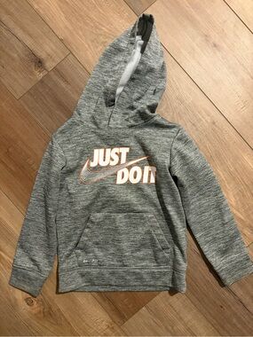 Nike Gray Hoodie with Orange 'Just Do It' Logo